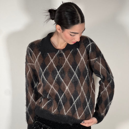 LM - Maglione Vicky quadri choco