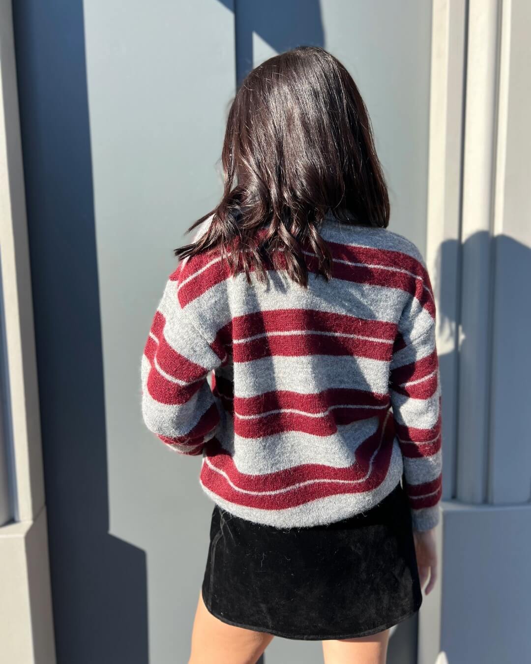 OF - Maglione Timothèe a righe grigio bordeaux