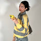 OF - Maglione Bee a righe giallo/grigio