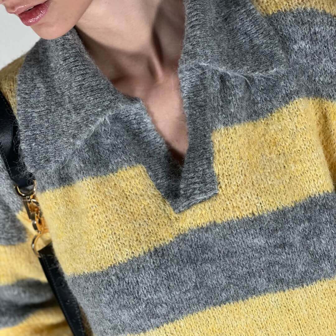 OF - Maglione Bee a righe giallo/grigio
