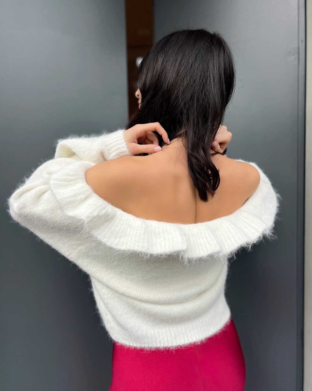 OF - Maglione Whity rouches bianco