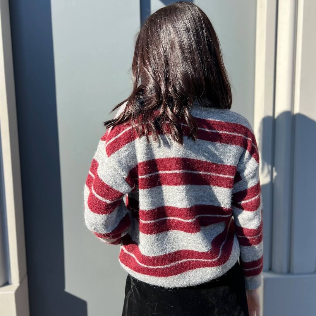 OF - Maglione Timothèe a righe grigio bordeaux