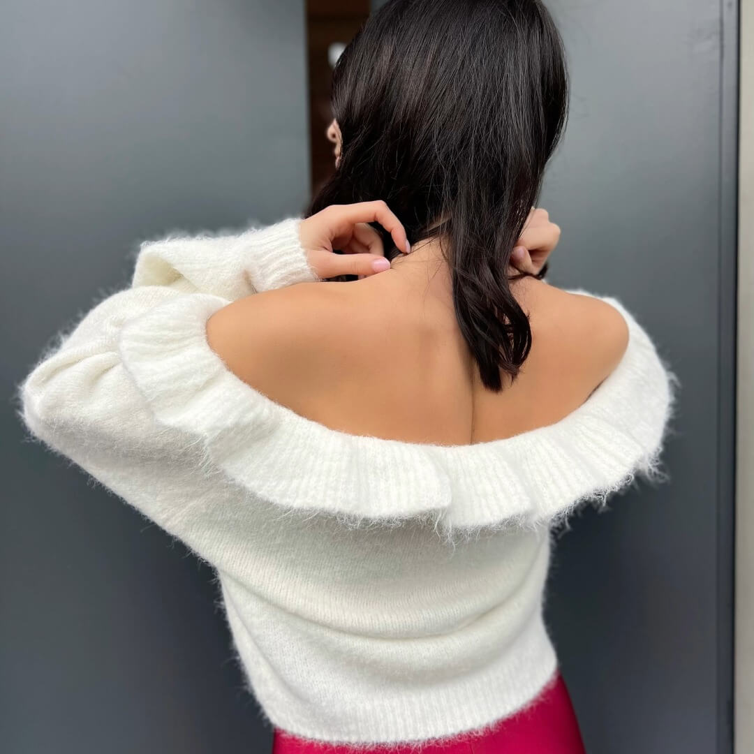 OF - Maglione Whity rouches bianco