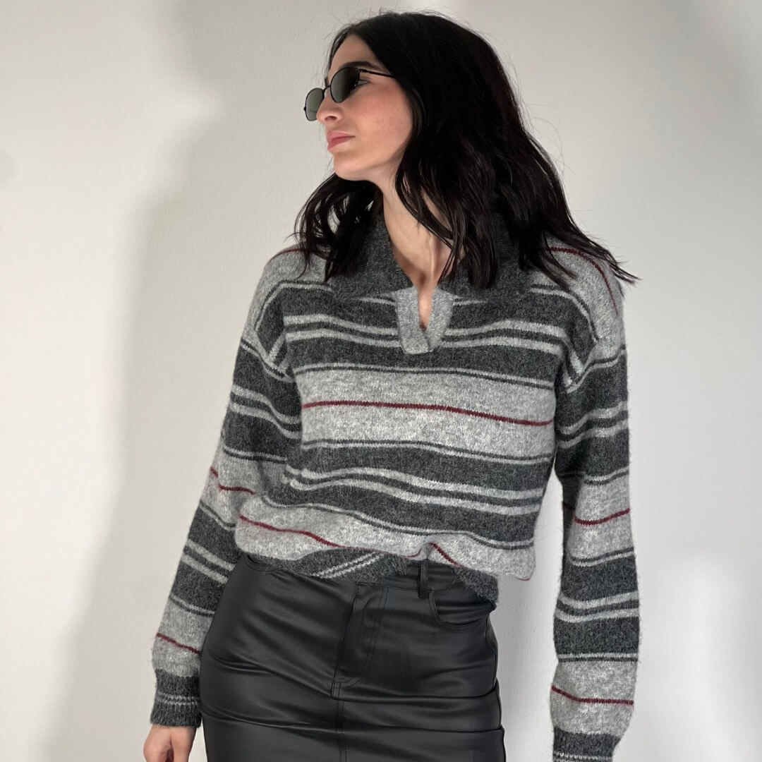 LM - Maglione Denver grigio bordeaux