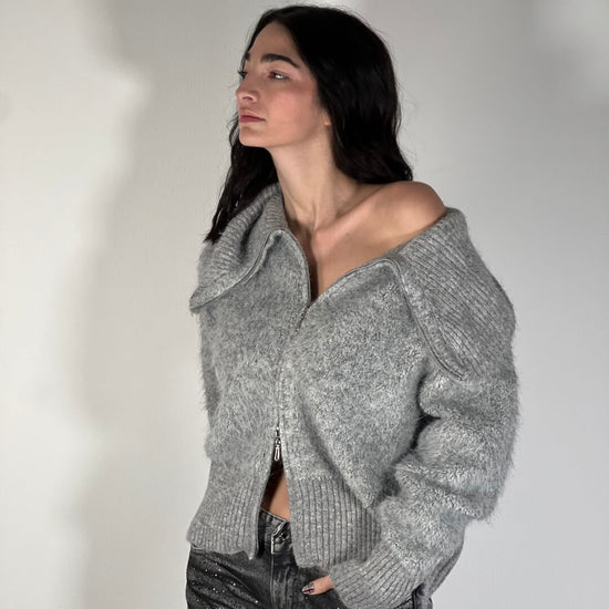 OF - Maglione Zip grigio