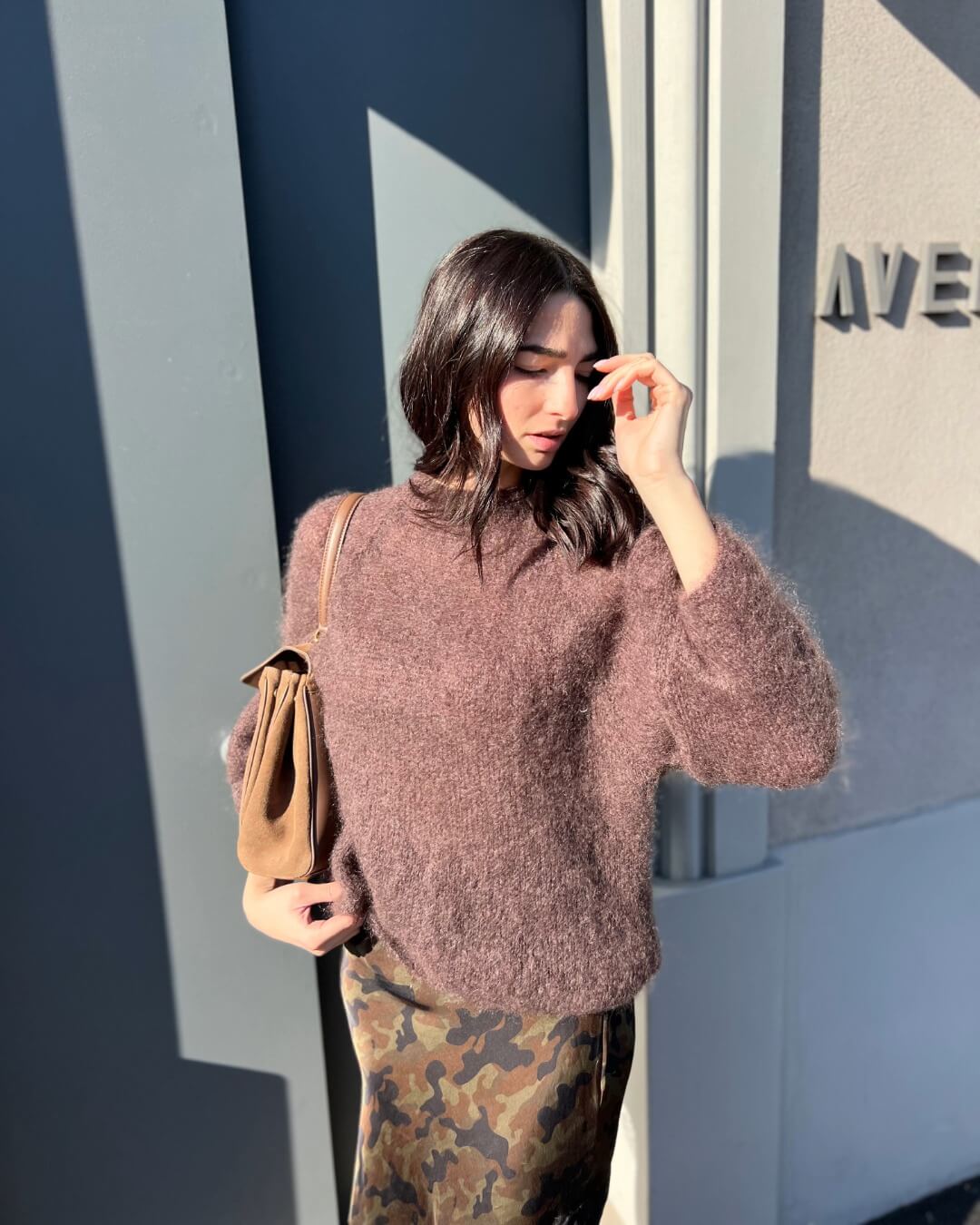 OF - Maglione Asy mohair girocollo marrone