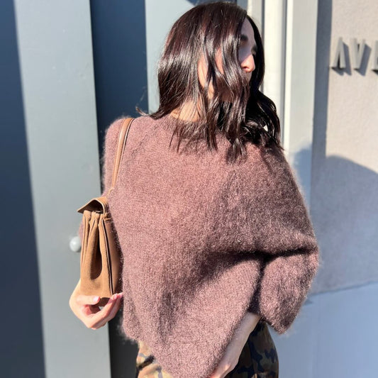 LM - Maglione Asy mohair girocollo marrone