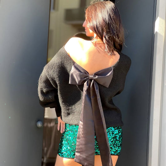 LM - Maglione Coco nero con fiocco nero