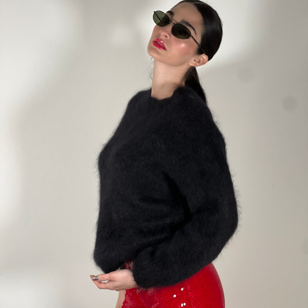 OF - Maglione Perla mohair nero