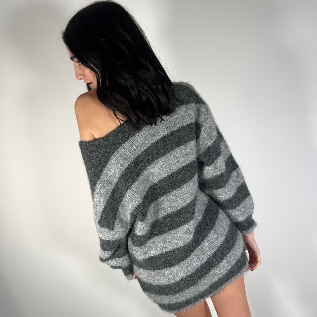 OF - Maglione Tobias righe grigio mix