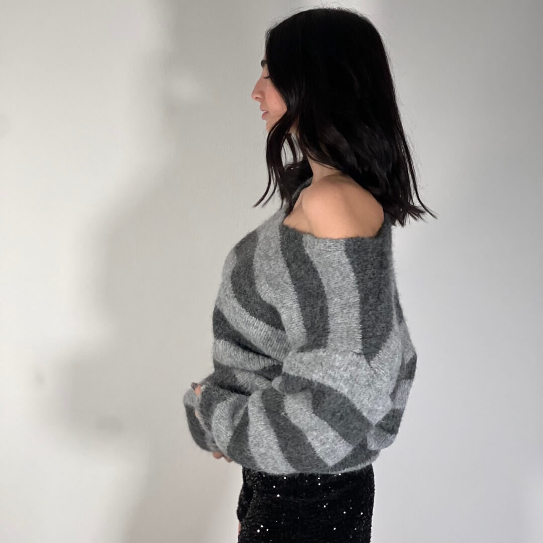 OF - Maglione Tobias righe grigio mix