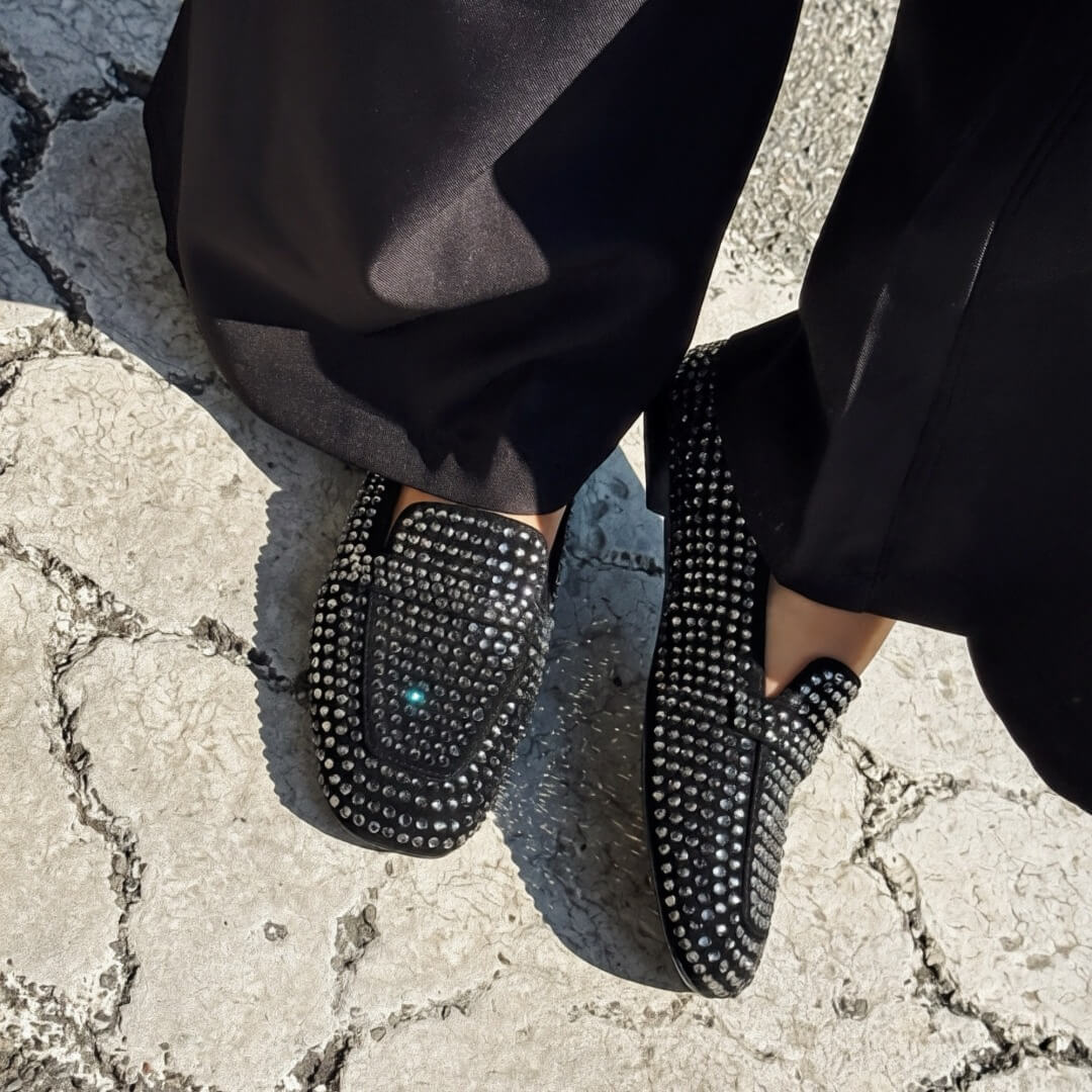 OF - Mocassino Atena strass nero