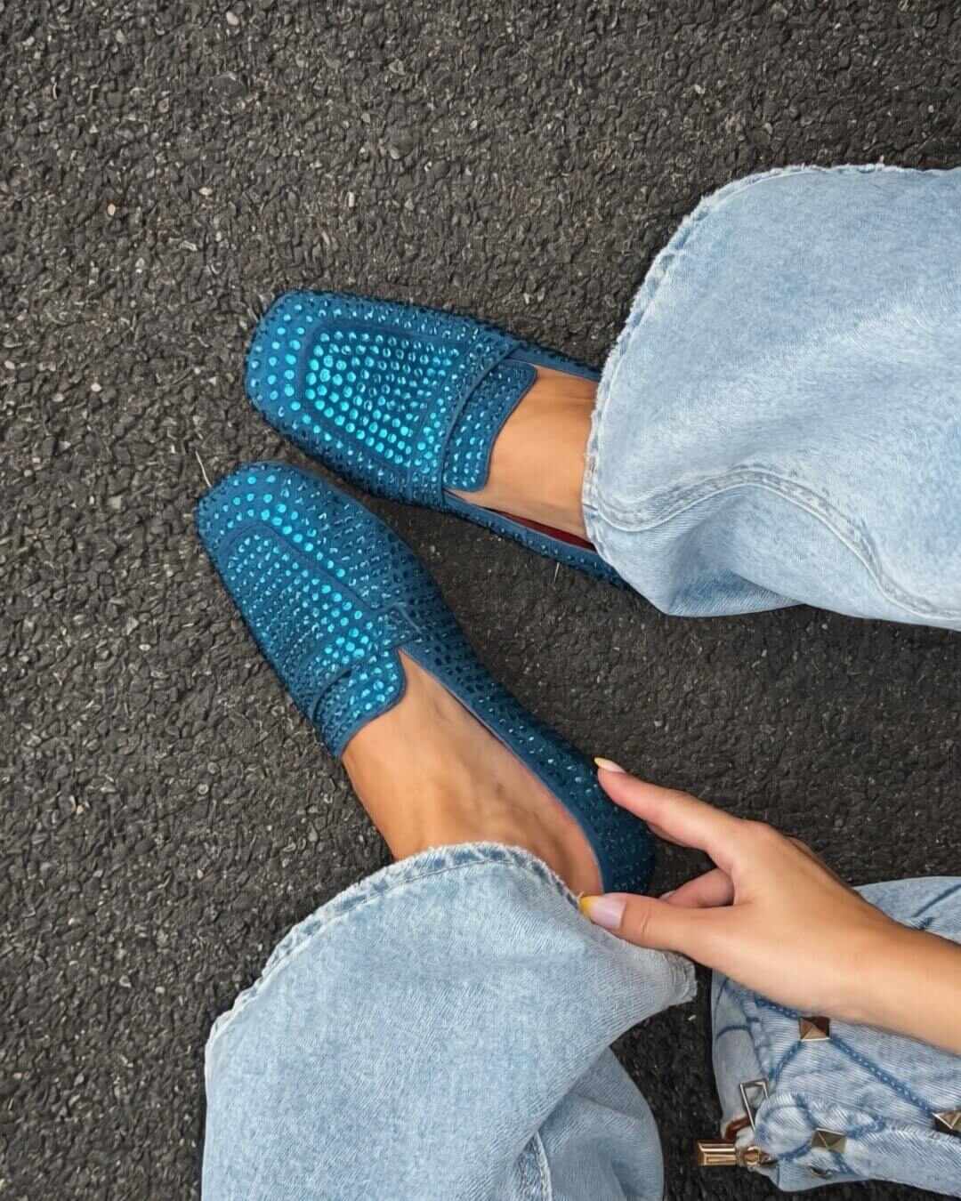 OF - Mocassino Atena strass turquoise