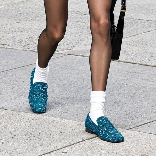 OF - Mocassino Atena strass turquoise