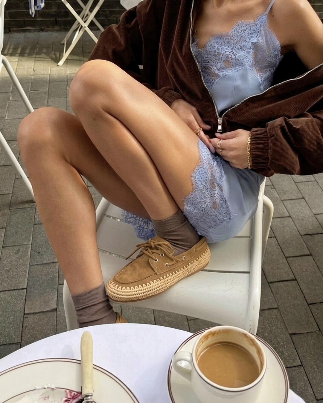 OF - Mocassino Maxi taupe e raffia