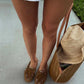 OF - Mocassino Millie camoscio cuoio con borchie strass