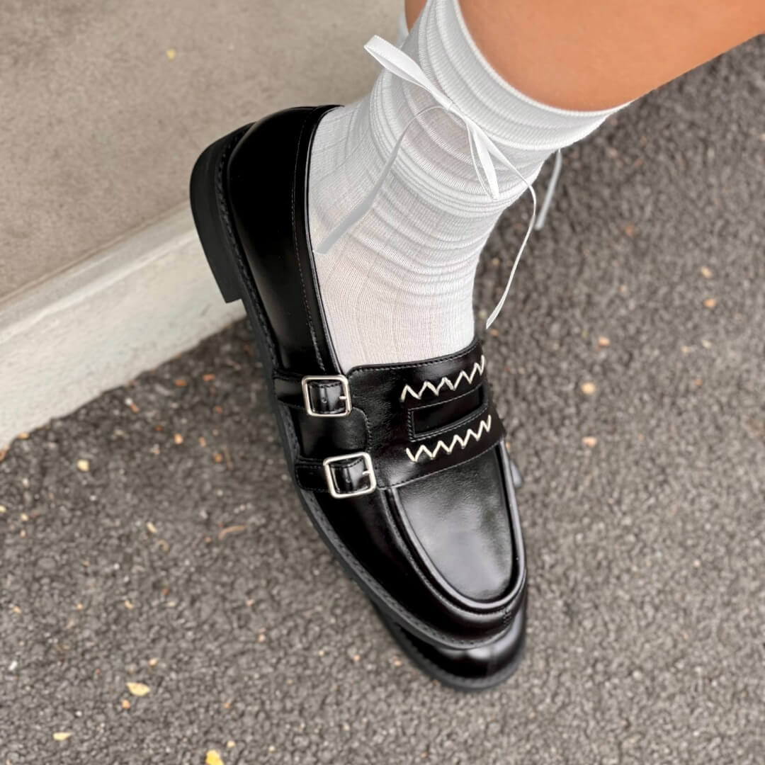 OF - Mocassino Gon nero con fibbie