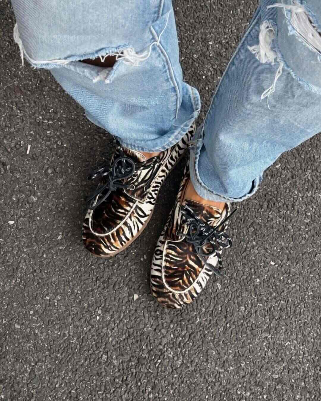 OF - Mocassino Zoe stringato animalier