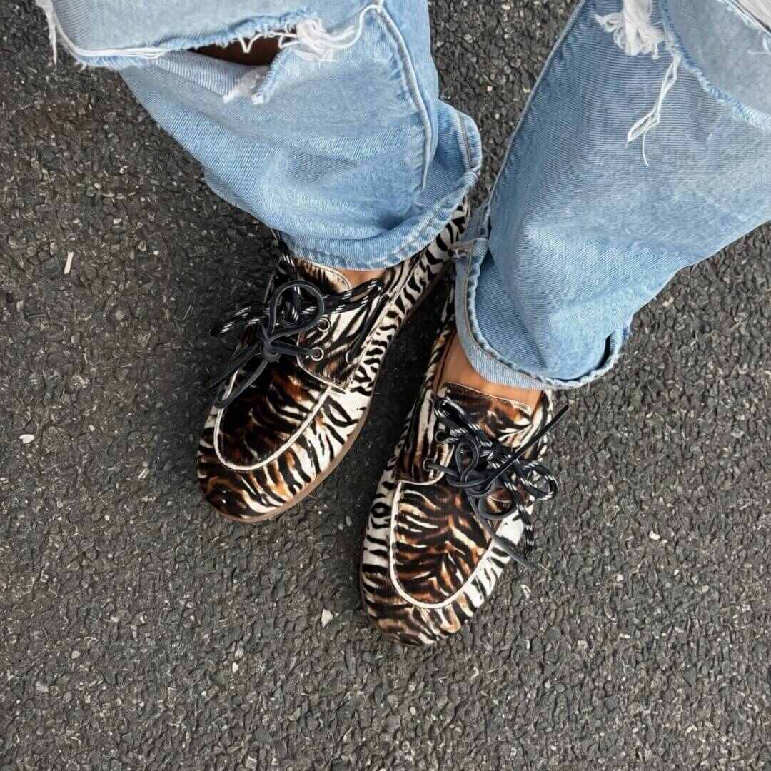 OF - Mocassino Zoe stringato animalier