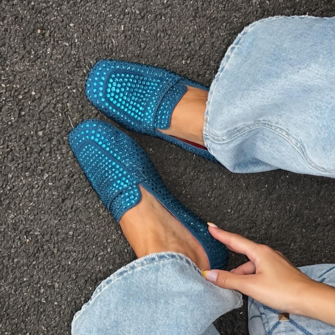 OF - Mocassino Atena strass turquoise