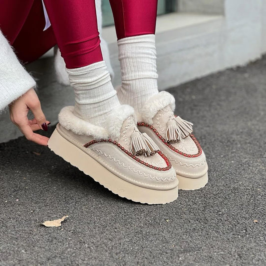 OF - NAN-KU Sabot platform Dawson beige con nappine