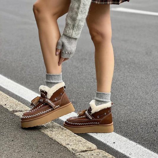 OF - NAN-KU Stivaletto Tween camel con nappine