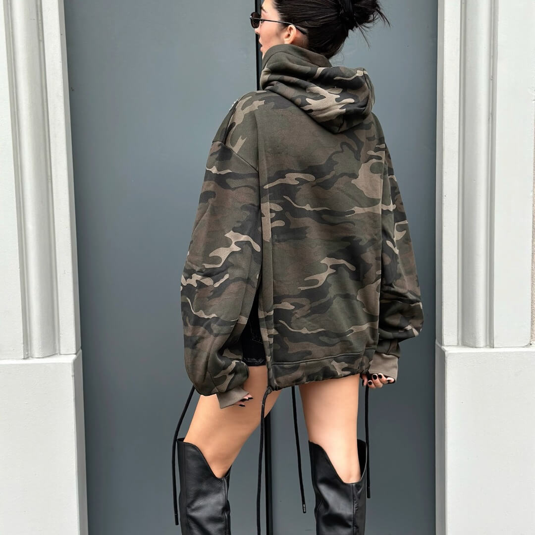 OF - ODI ET AMO Felpa oversize Krysten mimetico