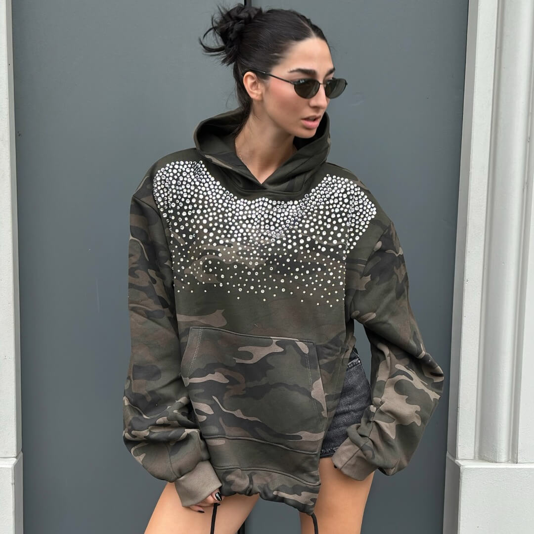 LM - ODI ET AMO Felpa oversize Krysten mimetico