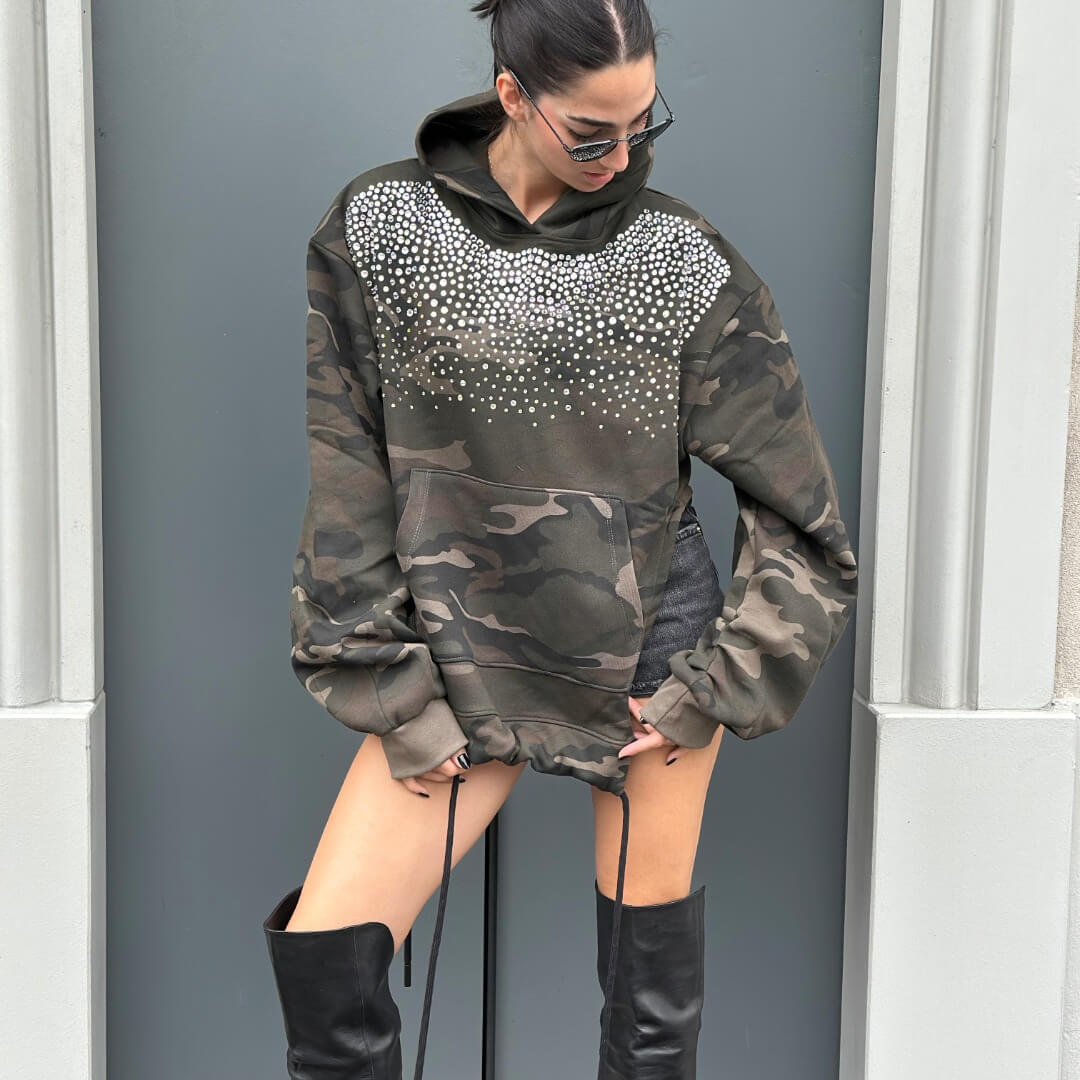 OF - ODI ET AMO Felpa oversize Krysten mimetico