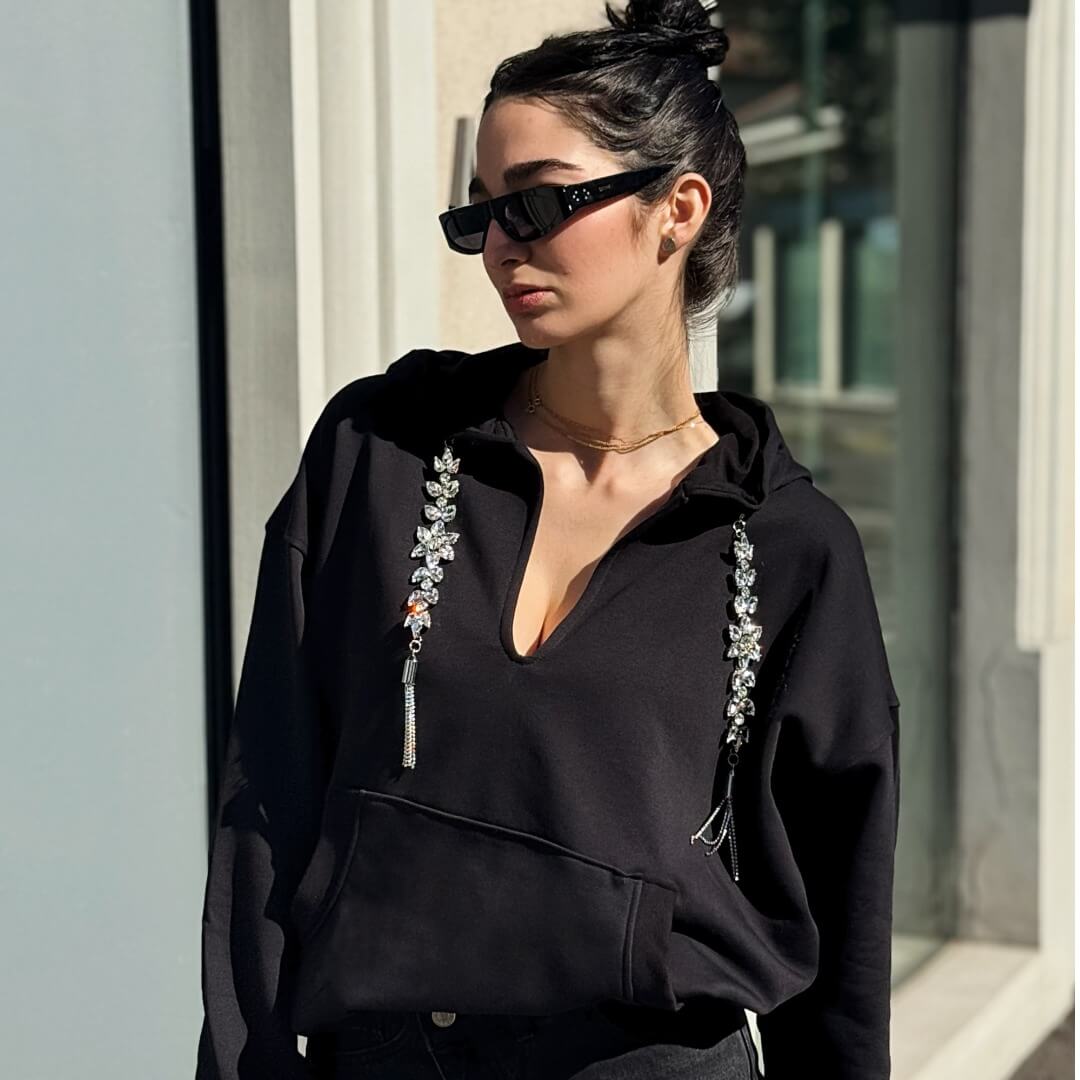 LM - ODI ET AMO Felpa scollo Charme nero