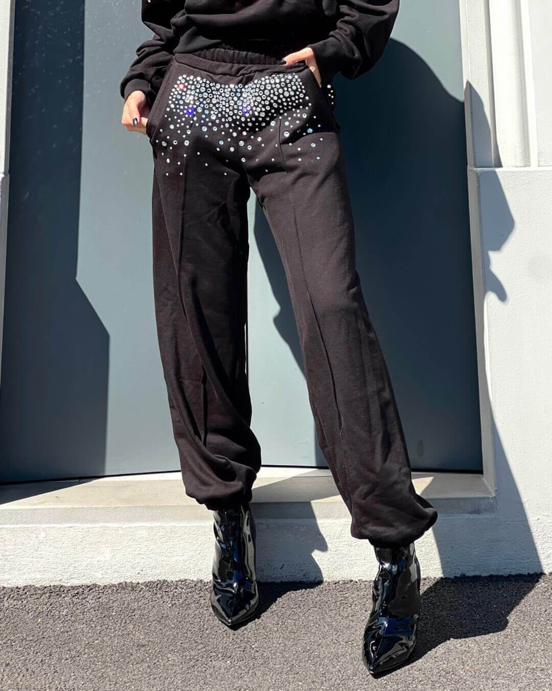 OF - ODI ET AMO Pantalone Moana nero con strass