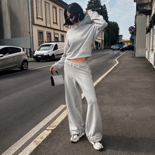 OF - ODI ET AMO Pantalone Oskar felpa grigio con strass