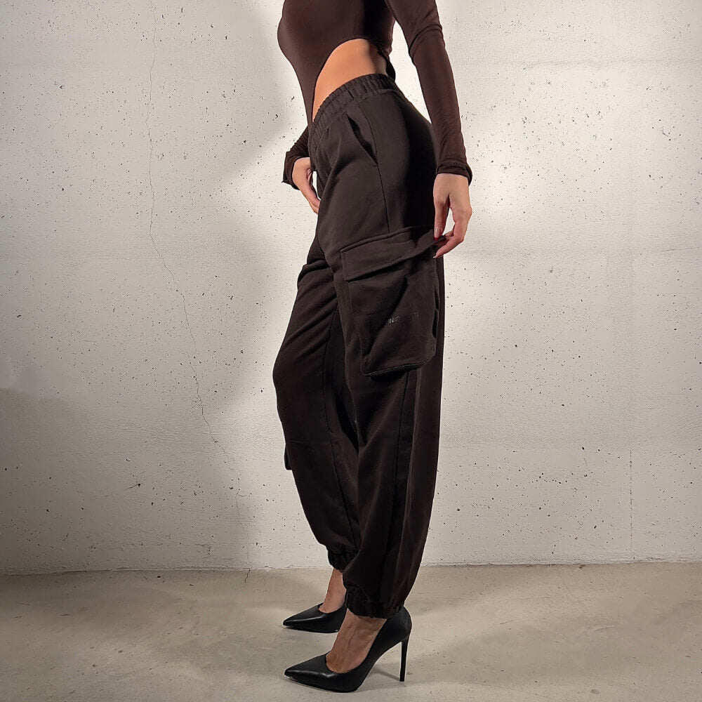 Hinnominate Pantalone con tasconi laterali e stampa marrone