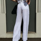 OF - Hinnominate Pantalone a palazzo con pences lino bianco