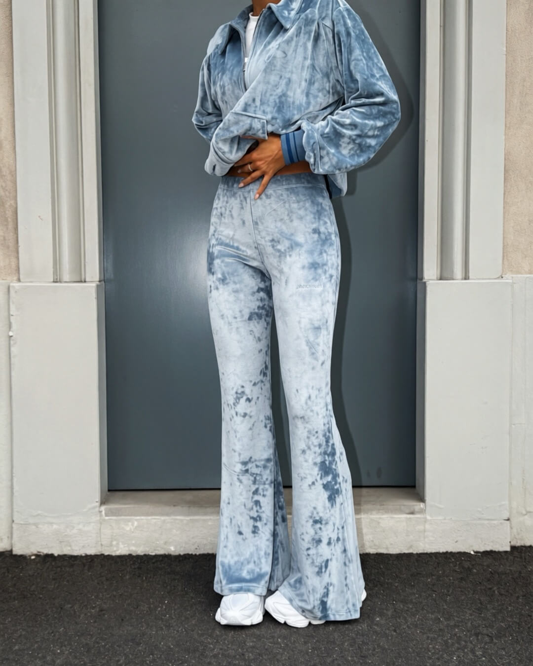 OF - Hinnominate Pantalone flare ciniglia celeste