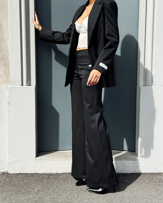 OF - Hinnominate Pantalone flare in frescolana nero