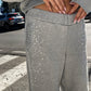 OF - ODI ET AMO Pantalone Oskar felpa grigio con strass