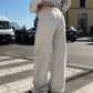 OF - ODI ET AMO Pantalone Oskar felpa grigio con strass