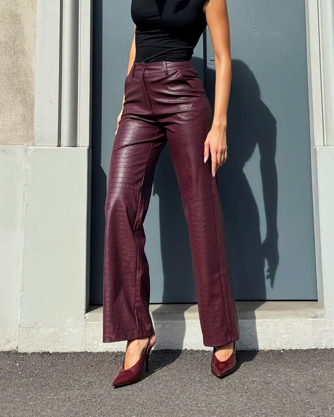 OF - Pantalone Ultimus ecopelle croco bordeaux