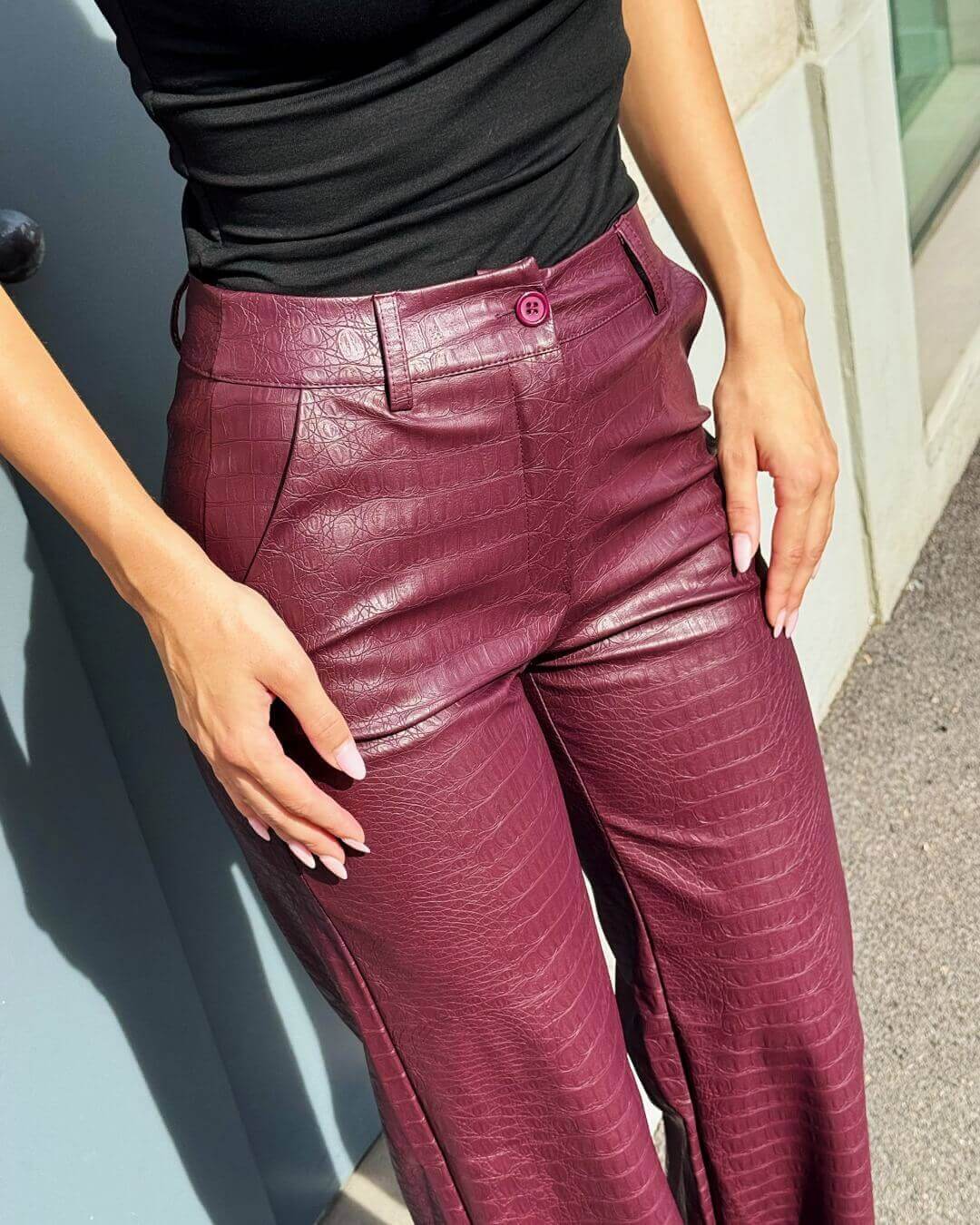 OF - Pantalone Ultimus ecopelle croco bordeaux
