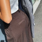OF - Pantalone Victory rigato marrone con pences