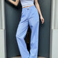 OF - Hinnominate Pantalone dritto rigato in cotone azzurro