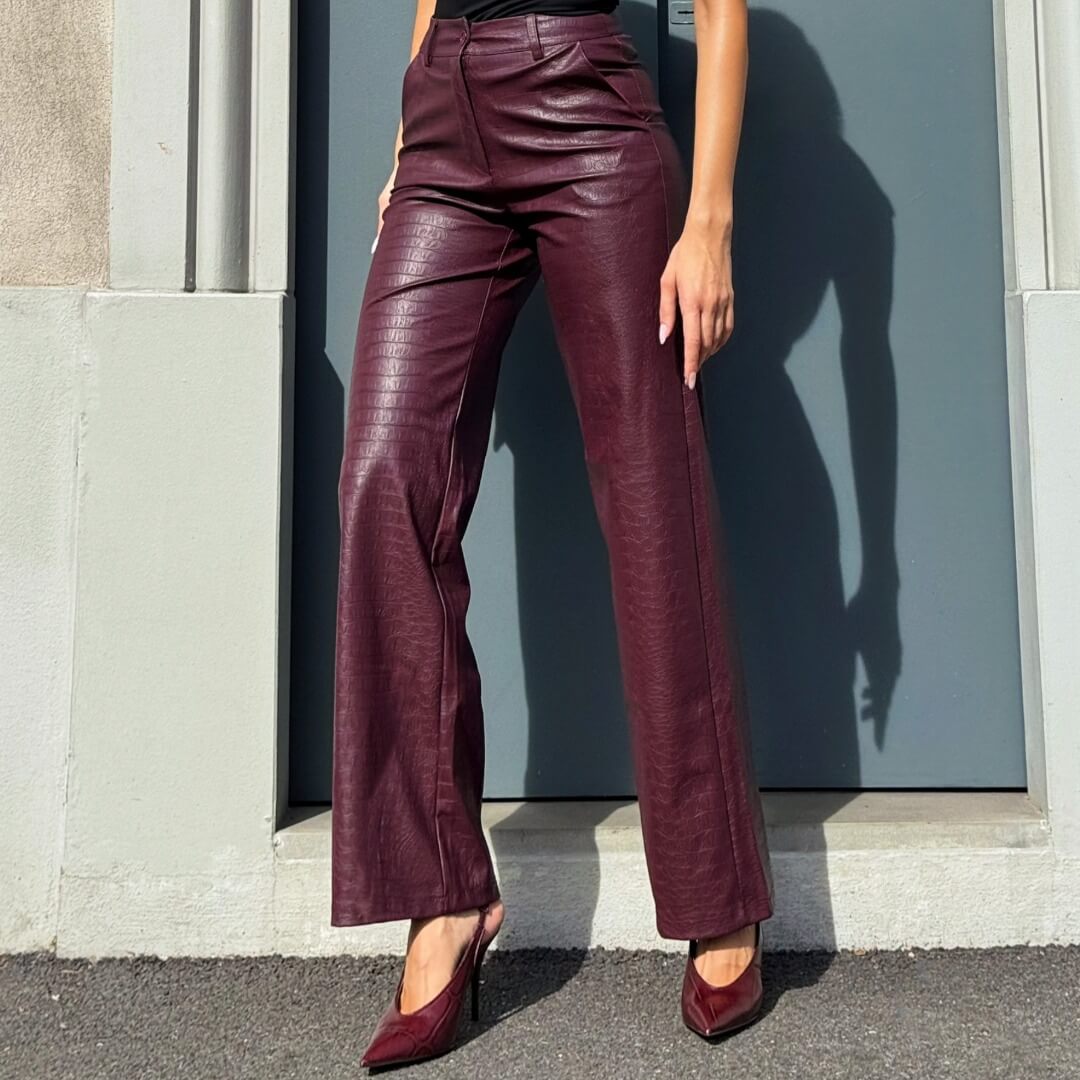 LM - Pantalone Ultimus ecopelle croco bordeaux