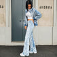 OF - Hinnominate Pantalone flare ciniglia celeste