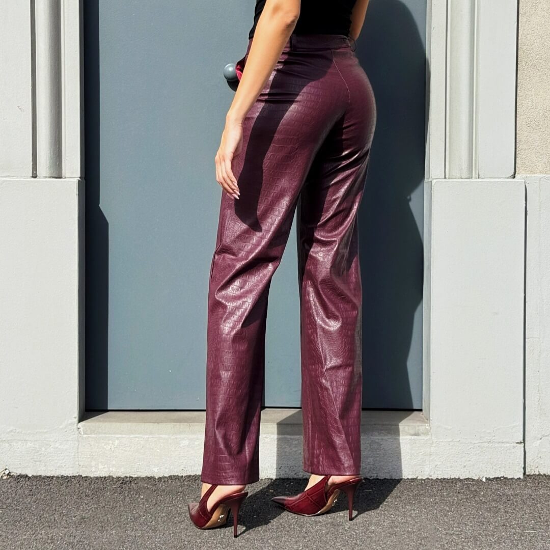 OF - Pantalone Ultimus ecopelle croco bordeaux