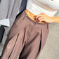 OF - Pantalone Victory rigato marrone con pences