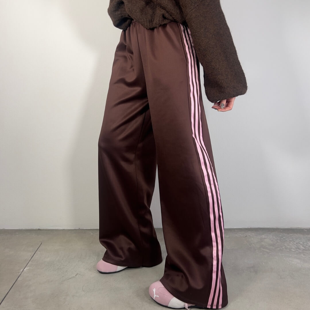 LM - Pantalone tuta Liquors righe marrone/rosa