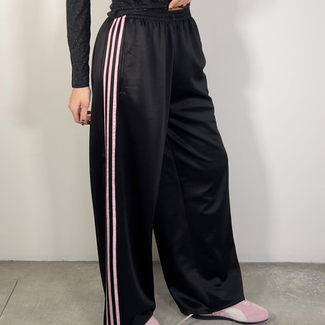 LM - Pantalone tuta Liquors righe nero/rosa
