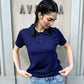 OF - Polo Kirby blu con strass