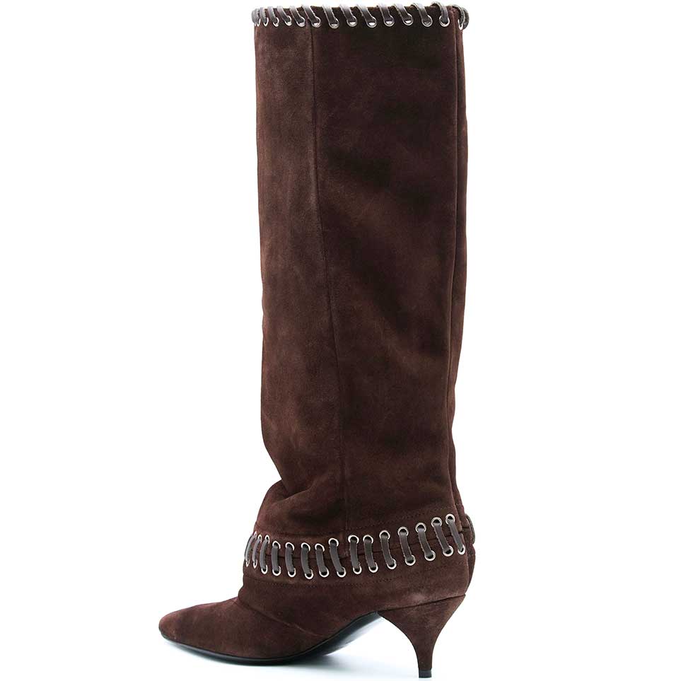 LM - Stivale Elsa intreccio camoscio marrone